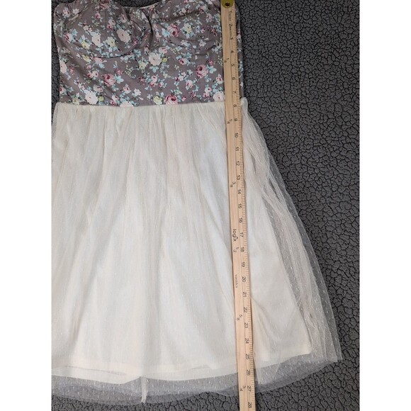 Vtg Delias Dress Strapless Floral Bustier Top Cream and Gray Juniors Medium Y2K - Picture 12 of 15